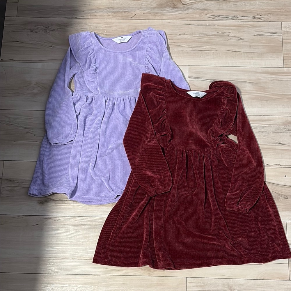 H&M Size 6x/7 Kids Ruffled Velvet Dresses